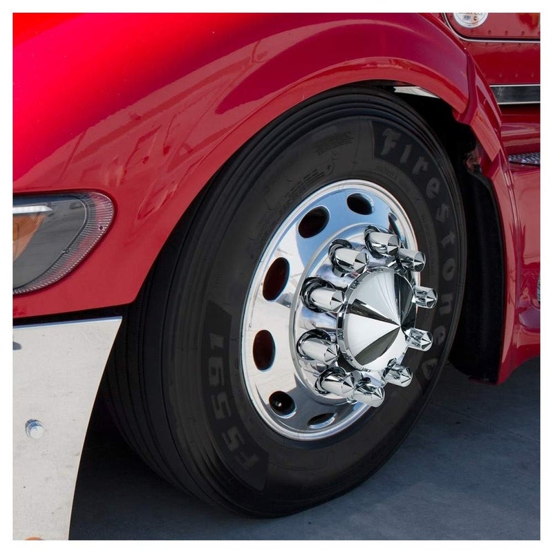 United Pacific 10117Cb - Wheel Lug Nut Cover Set - 33Mm X 3 3/16"" Chrome Plastic Pointed Nut Cover With Flange - Push-On - Image 3